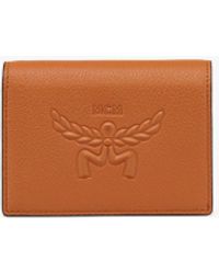 MCM - Himmel Snap Wallet In Embossed Logo Leather - Lyst