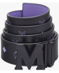 MCM Claus Matte M Reversible Belt 1.75" In Embossed Leather - Purple