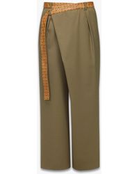MCM - Pants In Wool Twill And Monogram Print Leather - Lyst