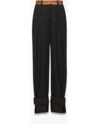 MCM - Pants In Wool Twill And Monogram Print Leather - Lyst
