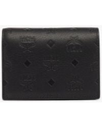 MCM Mini Aren Embossed Patent Leather Wallet in Natural | Lyst