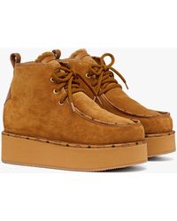 MCM - Platform Boots In Calfskin Suede Leather - Lyst