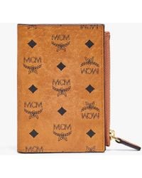 MCM - Bifold Zip Card Wallet In Visetos Original - Lyst