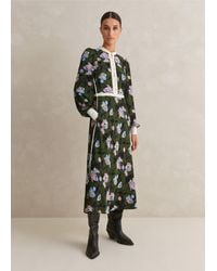 ME+EM - Rose Print Panelled Midi Dress - Lyst