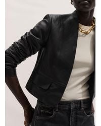 ME+EM - Cropped Leather Jacket - Lyst