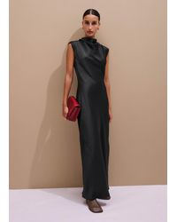ME+EM - Satin Drape Neckline Maxi Dress - Lyst