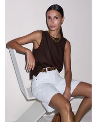 ME+EM - Crease-Less Linen Crochet Trim Straight Top - Lyst
