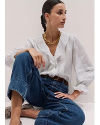 ME+EM - Cotton Voile Ruffle Blouse - Lyst