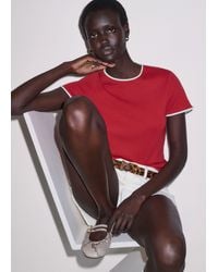 ME+EM - Slim Ringer Tee Deep Carmine-Light Cream - Lyst