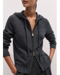 ME+EM - Cashmere Two Way Zip Straight Hoody Dark Charcoal Melange - Lyst