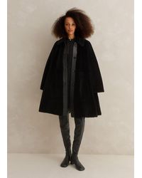 ME+EM - Luxe Shearling Leather Mix Swing Coat - Lyst