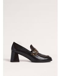 ME+EM - Block Heel Loafer Tan-Chocolate - Lyst