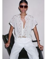 ME+EM - Cotton Geo Leaves Embroidery Blouse Soft-Cinnamon - Lyst