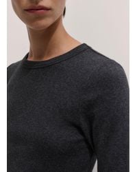 ME+EM - Ultimate Rib Long Sleeve Top Charcoal Melange - Lyst