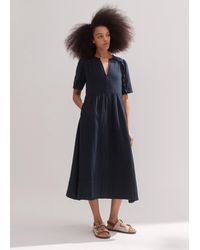 ME+EM - Cheesecloth Relaxed Ruffle Midi Dress - Lyst