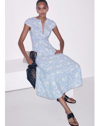 ME+EM - Speckled Bloom Print Fit & Flare Maxi Dress-Light Cream - Lyst