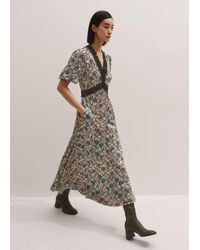 ME+EM - Satin Lace Detail Maxi Dress Light Cream/Multi - Lyst