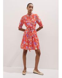 ME+EM - Floral Garden Print Short Swing Dress + Tie - Lyst