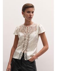 ME+EM - Silk Satin And Lace Cap Sleeve Top - Lyst