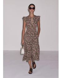 ME+EM - Overgrown Floral Print Midi Dress Cinnamon Multi - Lyst