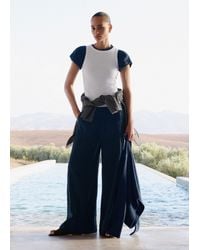 ME+EM - Cheesecloth Wide-Leg Trouser - Lyst