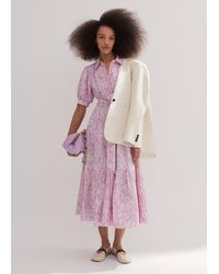 ME+EM - Linen-blend Lace Midi Shirt Dress + Belt - Lyst