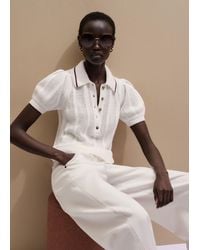 ME+EM - Pointelle Pouf Sleeve Straight Tee Cream-Walnut - Lyst