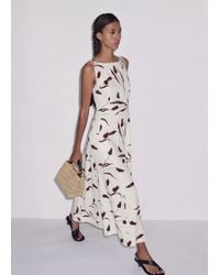 ME+EM - Crease-Less Linen Modern Tulips Print Maxi Dress Light Cream - Lyst
