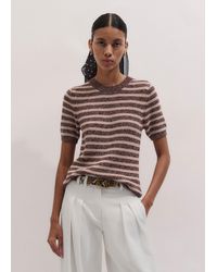 ME+EM - Mouliné Stripe Straight Knit Tee Cinnamon Multi - Lyst