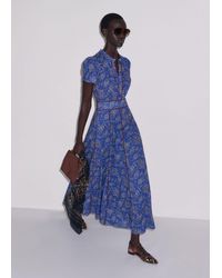 ME+EM Evening Primrose Graphic-Print Puff-Sleeve Woven Maxi Dress in Blue |  Lyst