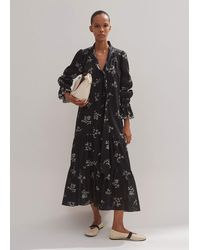 ME+EM - Silk Organza Cherry Blossom Print Maxi Dress/Light Cream - Lyst