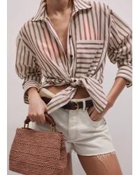 ME+EM - Cotton Voile Stripe Boyfriend Shirt Cinnamon-Light Cream - Lyst