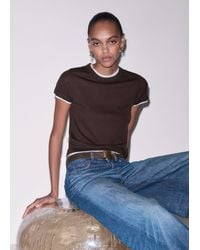 ME+EM - Barely There Contrast Trim Knit Baby Tee - Lyst