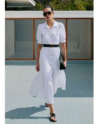 ME+EM - Seersucker Midi Shirt Dress + Belt - Lyst
