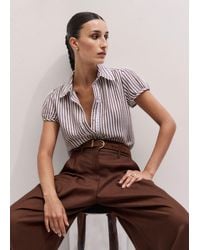 ME+EM - Cheesecloth Stripe Cap-Sleeve Blouse Soft-Pecan - Lyst