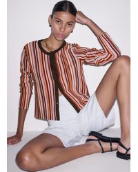 ME+EM - Metallic Textured Stripe Slim Cardigan - Lyst