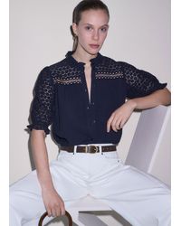 ME+EM - Cheesecloth And Lace Detail Blouse - Lyst