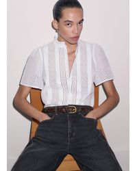 ME+EM - Broderie Anglaise Panneled Blouse - Lyst