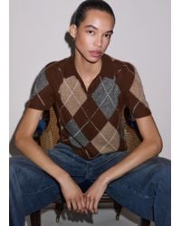 ME+EM - Merino Cashmere Silk Argyle Pouf Sleeve Knit Tee - Lyst