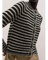 ME+EM - Textured Stripe Cardigan-Cream - Lyst