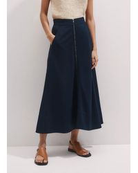 ME+EM - Luxe Travel Tailoring Zip-Front Midi Skirt - Lyst