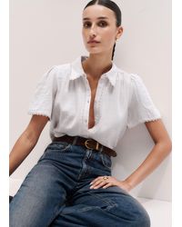 ME+EM - Cheesecloth Trim Detail Blouse - Lyst