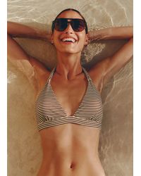 ME+EM - Microstripe Halterneck Bikini Top Cinnamon-Cream - Lyst