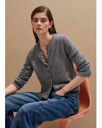 ME+EM - Cashmere Roll Trim Straight Cardigan - Lyst