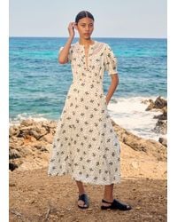 ME+EM - Silk-Blend Swirling Leaf Print Midi Tea Dress - Lyst