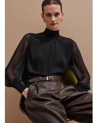 ME+EM - Silk Chic Rib Straight Blouse - Lyst