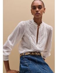ME+EM - Delicate Pintucked High-Neck Top - Lyst