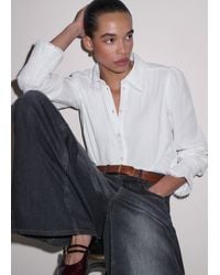 ME+EM - Cheesecloth Delicate Lace Trim Long Sleeve Blouse - Lyst