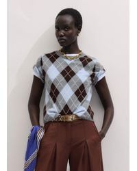 ME+EM - Cashmere Argyle Baby Tee - Lyst