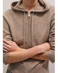 ME+EM - Cashmere Two Way Zip Straight Hoody Hazelnut Melange - Lyst